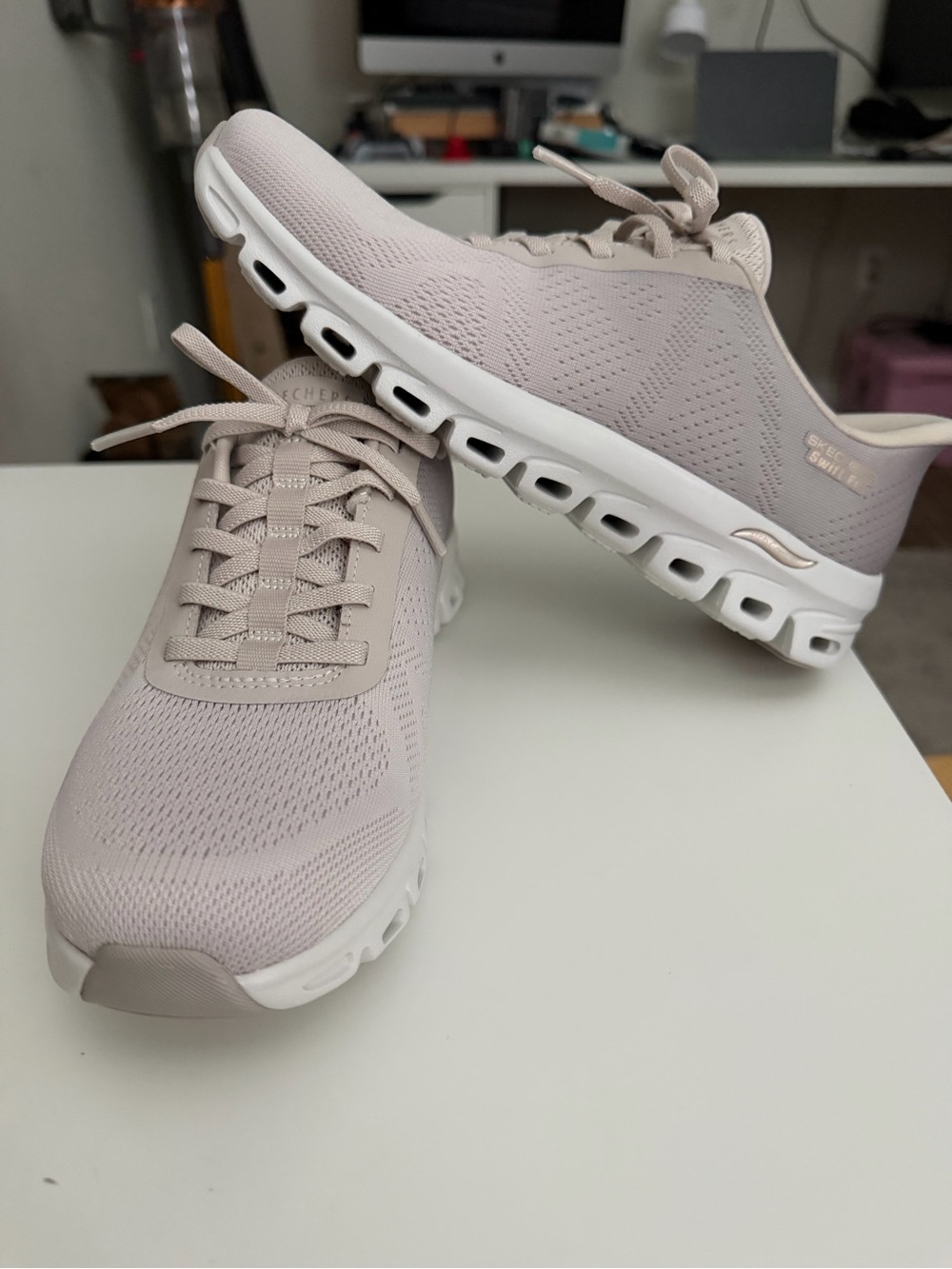 Skechers Swift Fit Women's Neutral Light Taupe Knit Sneakers